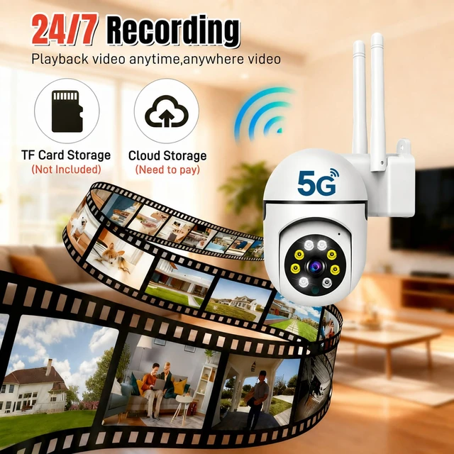 Alt view image 6 of 7 - Wired Security Camera Outdoor 1080P,2.4/5GHz Dual-Band | WiFi Home Security Camera with 360°Pan/Tilt, Color Night Vision,2-Way Audio,Motion Detection,PC&Mobile Remote View