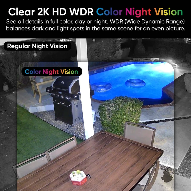 Alt view image 6 of 7 - Duo Cam Pan Indoor/Outdoor IP65 2K 360° Pan/Tilt Smart Home Security Camera with Color Night Vision, Compatible with Alexa & Google Assistant, White