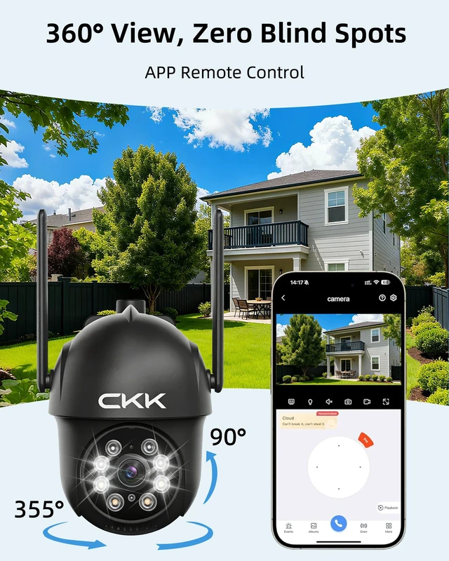 Alt view image 5 of 7 - 2K Security Camera Outdoor 2 Pcs 3MP PTZ WiFi Cameras for Home Security | Wireless Camera-2.4G/5G Dual-Band, 360° Pan-Tilt, Color Night Vision, Motion Alerts, 2-Way Audio, 24/7 Recording, Waterproof