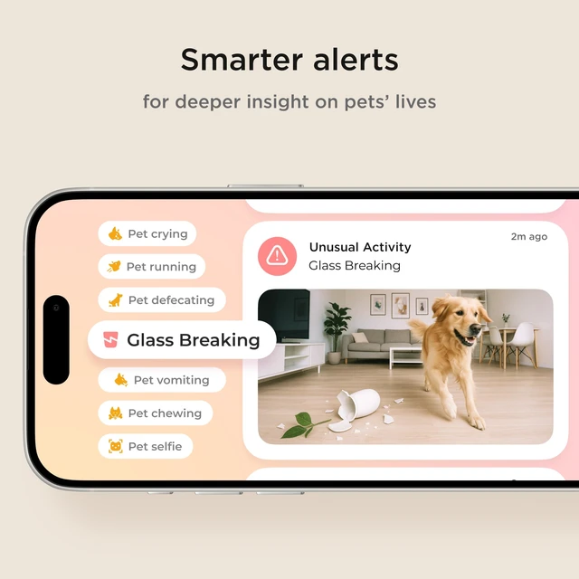 Alt view image 4 of 7 - Cam 360 Wi-Fi Pan-Tilt Pet Security Camera with App | No subscription required, 1080p HD video, 360° rotation, night vision, AI alerts for dog, cat & home monitoring