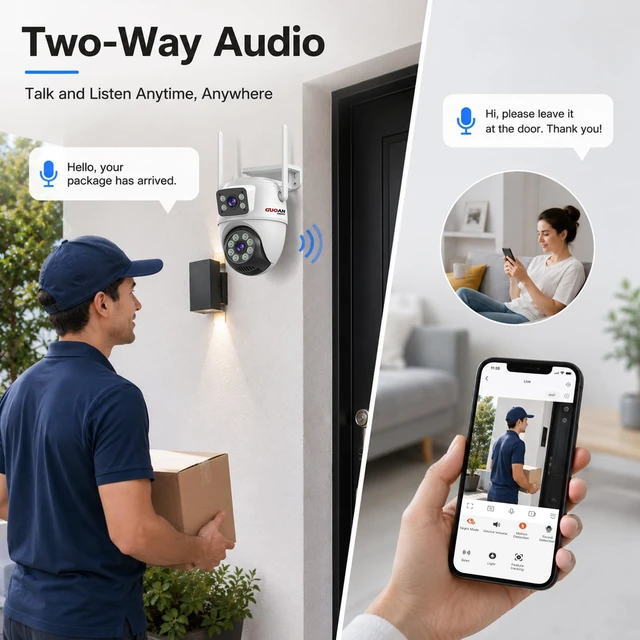 Alt view image 6 of 7 - Dual Lens Security Camera Outdoor, 6MP 5GHz WiFi Cameras for Home Security Outside Camera,5G/2.4G Wifi, 135° Wide-Angle + 355° Pan 90° Tilt, Human Track, Color Night Vision, 2-Way Audio, Plug in Wired