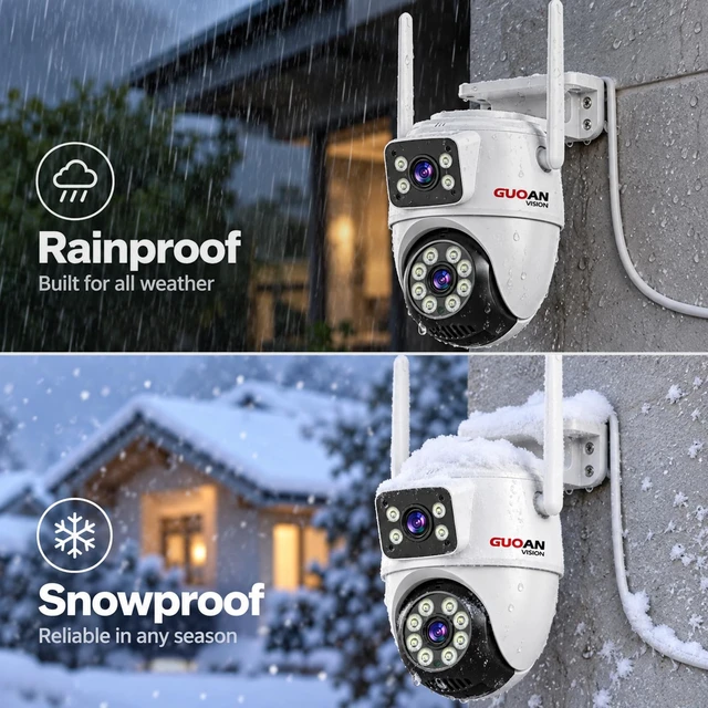 Alt view image 7 of 7 - Dual Lens Security Camera Outdoor, 6MP 5GHz WiFi Cameras for Home Security Outside Camera,5G/2.4G Wifi, 135° Wide-Angle + 355° Pan 90° Tilt, Human Track, Color Night Vision, 2-Way Audio, Plug in Wired