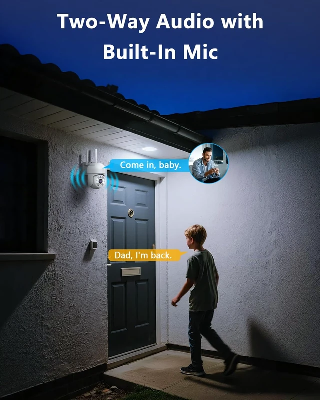 Alt view image 3 of 7 - Outdoor Wireless Security Camera 3MP, PTZ Pan Tilt with Dual Antennas | 2.4/5GHz Dual-Band WiFi, Free App, No Monthly Fee, Human Detection, Color Night Vision, 2-Way Audio, SD Storage, IP65