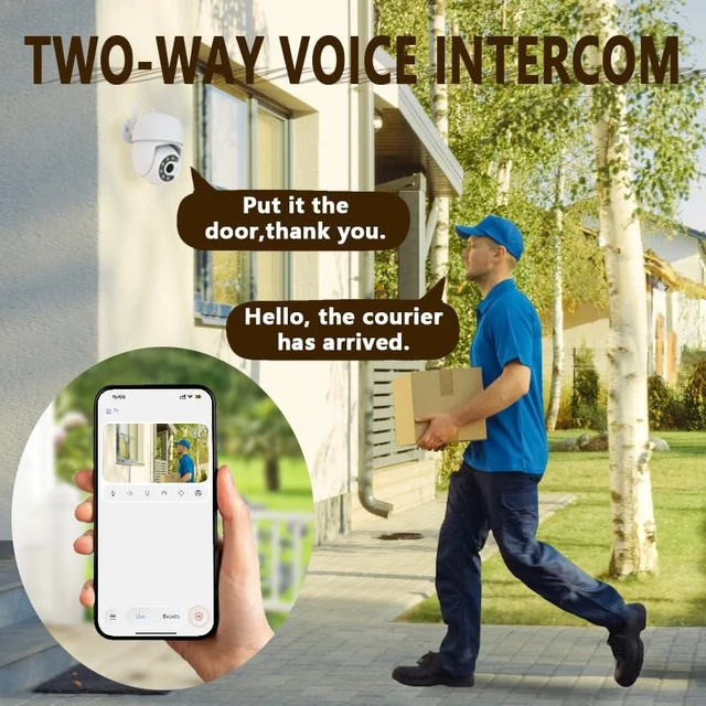 Alt view image 3 of 7 - Outdoor Security Camera Power Adapter Not Included 2.4GHz WiFi 355° Pan 90° Tilt Color and IR Night Vision Two-Way Audio InstaVision App