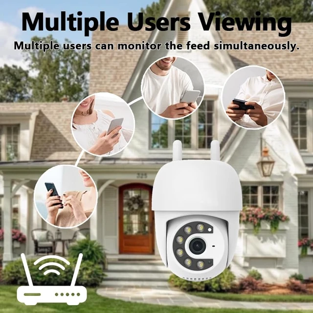 Alt view image 5 of 7 - Outdoor Security Camera Power Adapter Not Included 2.4GHz WiFi 355° Pan 90° Tilt Color and IR Night Vision Two-Way Audio InstaVision App
