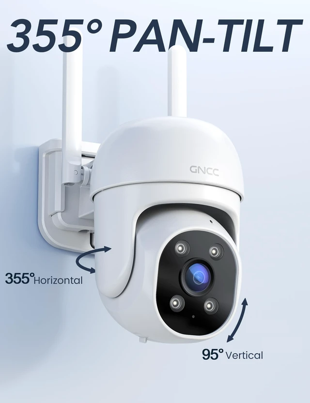Alt view image 3 of 7 - Pan/Tilt Outdoor Security Camera, 24/7 Recording, 2.4GHz WiFi, 1-Pack | Plug In, 1080P Color Night Vision, 360° View & Motion Detection, IP65 Waterproof, MicroSD Card & Cloud storage, 2-Way Audio
