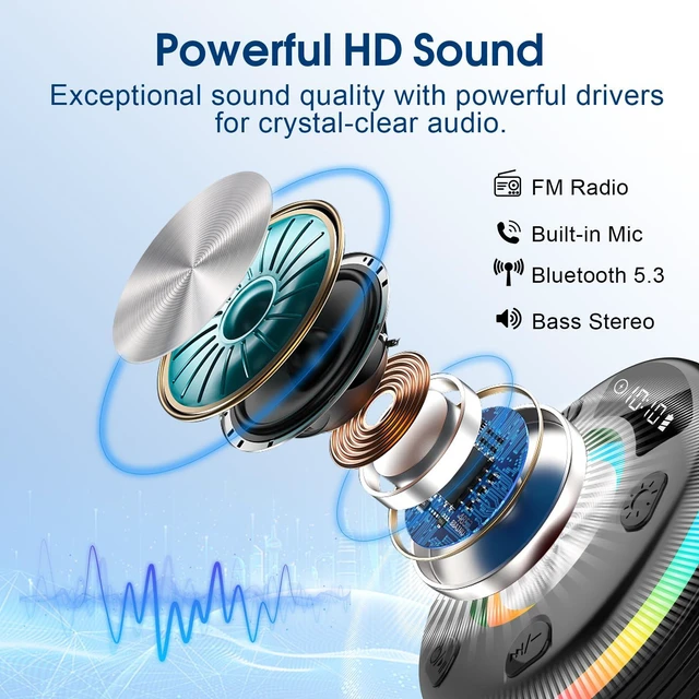Alt view image 2 of 7 - Bluetooth Shower Speaker, IPX7 Portable Speaker 360° HD Sound, Black | RGB Lights, Suction Cup Design, Bluetooth 5.3 Shower Radio, Built-in Mic, TWS Stereo Pairing for Party/Outdoor/Travel/Gifts