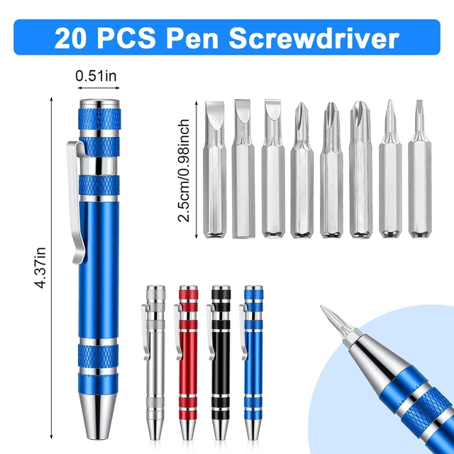 Alt view image 2 of 7 - 20 Pcs 8 In 1 Pocket Screwdriver Set, Pen Screwdriver Multitool | Small Pen Screwdriver Set with Magnetic Bits, Portable Magnetic Pen Screwdriver for Eyeglasses Phone Electronics Repair