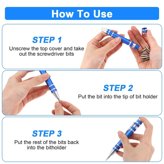 Alt view image 5 of 7 - 20 Pcs 8 In 1 Pocket Screwdriver Set, Pen Screwdriver Multitool | Small Pen Screwdriver Set with Magnetic Bits, Portable Magnetic Pen Screwdriver for Eyeglasses Phone Electronics Repair