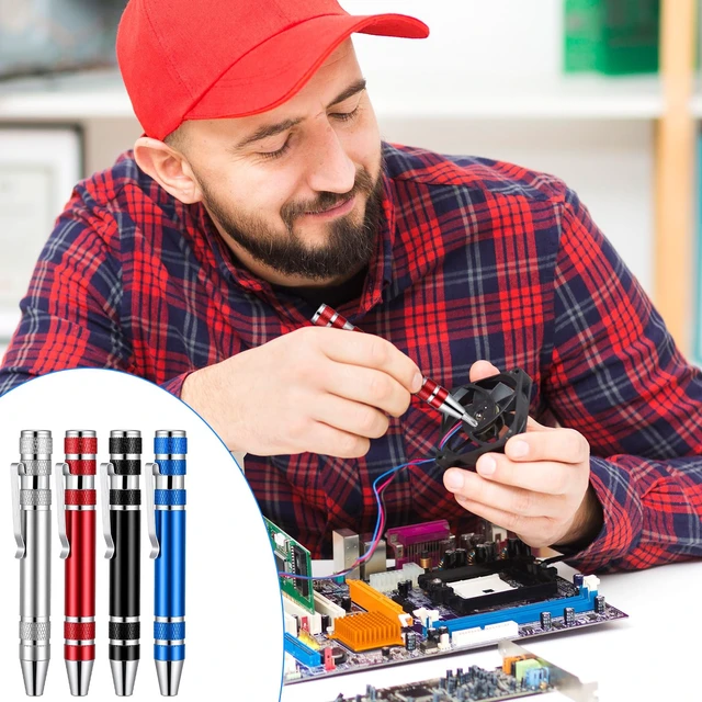 Alt view image 6 of 7 - 20 Pcs 8 In 1 Pocket Screwdriver Set, Pen Screwdriver Multitool | Small Pen Screwdriver Set with Magnetic Bits, Portable Magnetic Pen Screwdriver for Eyeglasses Phone Electronics Repair