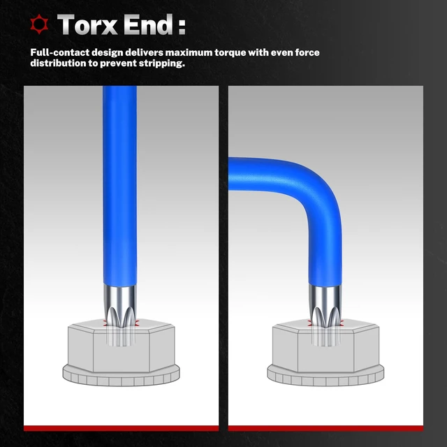 Alt view image 7 of 7 - 9-PC Magnetic Torx Wrench Set, Color Coded T-Handle & Long Arm | Magnetic Head for Precision, TORX(T10-T50), Color Coded, Includes Screwdriver Bit Set & Adapter, S2 Steel