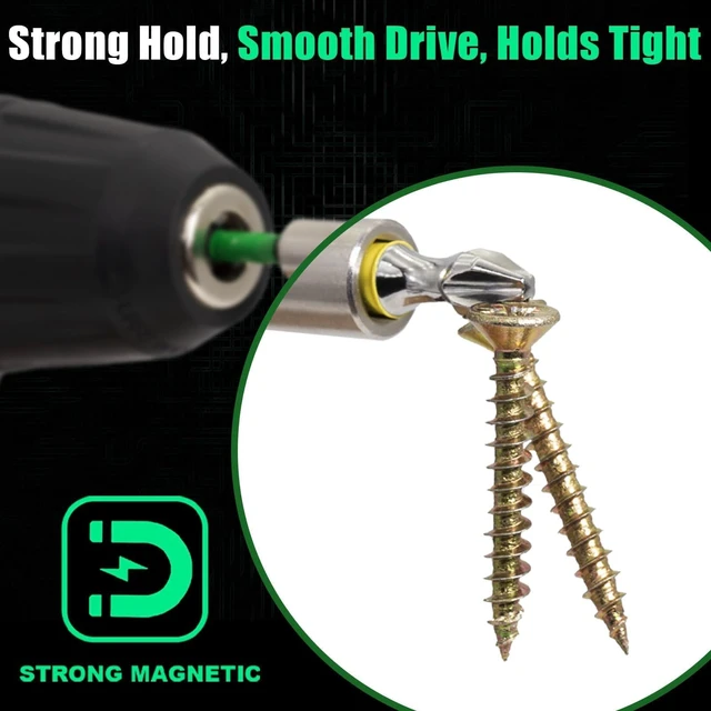 Alt view image 3 of 7 - Impact Driver Bit Set PH2 (S2 Steel, CNC Phillips Tip, Chrome Finish) Magnetic Screwdriver Bits Mixed Sizes: 1", 2", 4", 6" + Magnetic Bit Holder 7 PCS Kit for DIY & Repairs