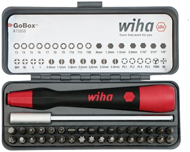 Main image of 75958 PicoFinish Precision Micro Bit Set with Extension, 36 Piece | Slotted, phillips, hex, torx, pentalobe, standoff and Y-type micro bits; PicoFinish handle; magnetic holder