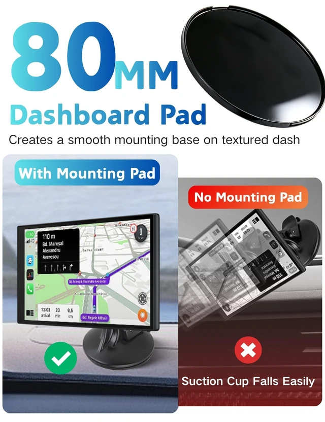 Alt view image 3 of 7 - GPS Suction Cup Mount for Garmin Nuvi w/Adhesive Dashboard Pad Disk | 17mm Swivel Ball Joint Pattern, 80mm Mounting Disk Strong Ultra-Sticky Replacement Car Dash Holder for OEM Navigation Bracket