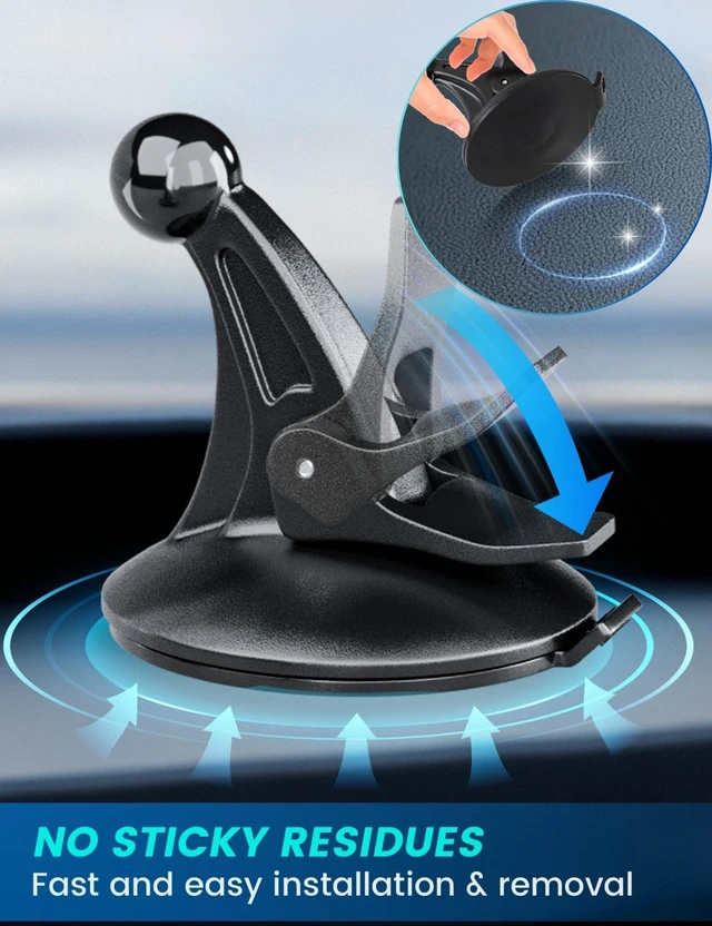 Alt view image 6 of 7 - GPS Suction Cup Mount for Garmin Nuvi w/Adhesive Dashboard Pad Disk | 17mm Swivel Ball Joint Pattern, 80mm Mounting Disk Strong Ultra-Sticky Replacement Car Dash Holder for OEM Navigation Bracket