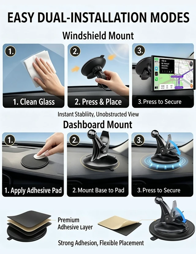 Alt view image 7 of 7 - GPS Suction Cup Mount for Garmin Nuvi w/Adhesive Dashboard Pad Disk | 17mm Swivel Ball Joint Pattern, 80mm Mounting Disk Strong Ultra-Sticky Replacement Car Dash Holder for OEM Navigation Bracket