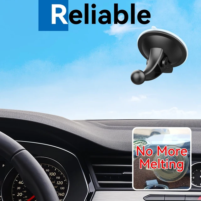 Alt view image 3 of 7 - for Garmin GPS Car Mount 2 Pack Replacement Non-Sticky Suction Cup 17mm Ball Mount Windshield Holder fit Garmin Nuvi Drive Dezl RV GPS, Black