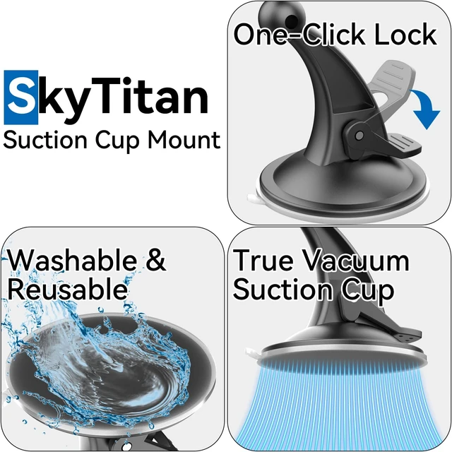 Alt view image 5 of 7 - for Garmin GPS Car Mount 2 Pack Replacement Non-Sticky Suction Cup 17mm Ball Mount Windshield Holder fit Garmin Nuvi Drive Dezl RV GPS, Black