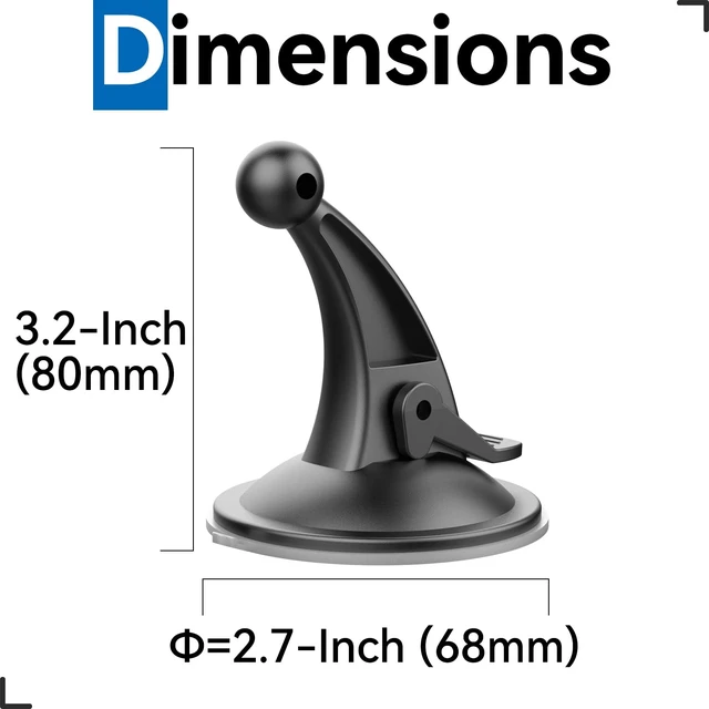 Alt view image 7 of 7 - for Garmin GPS Car Mount 2 Pack Replacement Non-Sticky Suction Cup 17mm Ball Mount Windshield Holder fit Garmin Nuvi Drive Dezl RV GPS, Black
