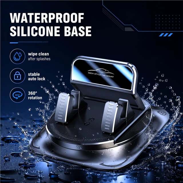 Alt view image 4 of 6 - Dashboard Phone Holder Wide Silicone Base(Electroplating) | For iPhone Samsung All Phones, 360 Rotating Dashboard Mount with Wide Silicone Pad, 20kg Hold, No Residue, One Hand Use
