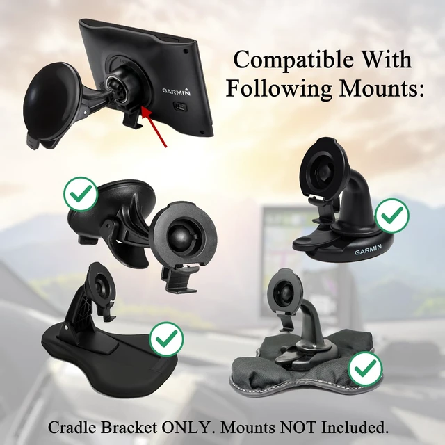 Alt view image 4 of 5 - 2 Pack Cradle Bracket Clip Ball Joint Mount Compatible Replacement for Garmin DriveSmart 50 51 61 65 70 76, Drive 51 55 60 61, nüvi 42 52 57 2539 2597 2689, RV 660 770, dzl 570 580 OTR700