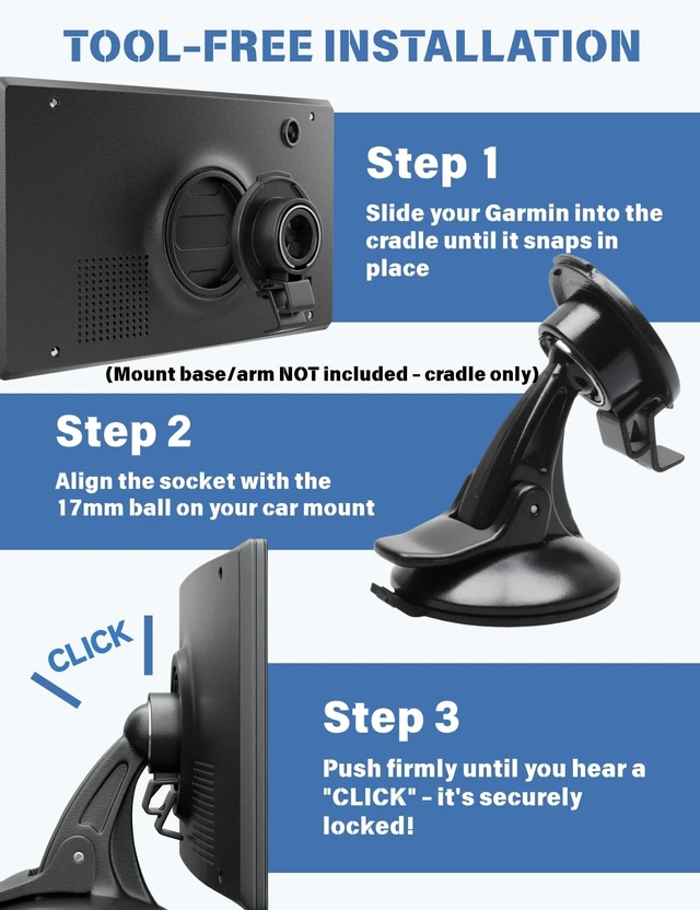 Alt view image 4 of 5 - 2-Pack GPS Bracket Cradle Mount for Garmin Nuvi 42LM 44 52LM 54 55LMT 56 58 2407 2408 2447 2448 2467 2497 2507 2508 2547 2548 2557 2567 2577, Replacement Accessories for Garmin Navigator