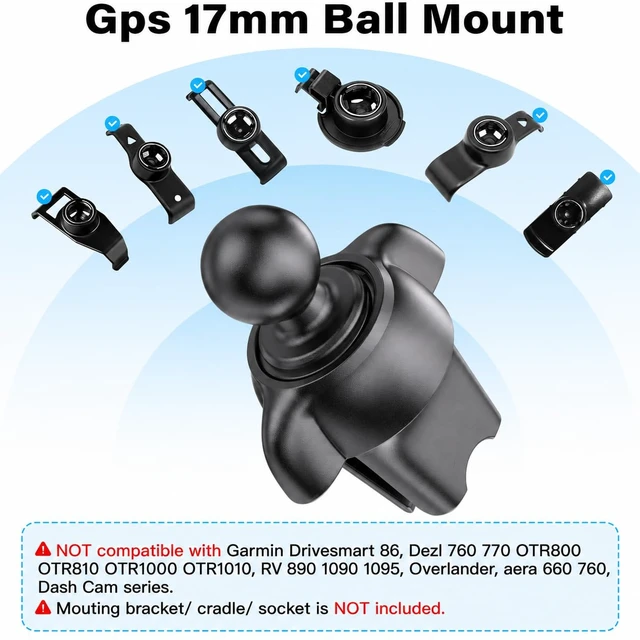 Alt view image 3 of 7 - Garmin GPS Car Mount, 17mm Ball Air Vent Mount | Compatible with Garmin Nuvi, Drive, DriveSmart, Dezl & Other 17mm Ball GPS Devices 360° Adjustable, Secure & Easy to Install