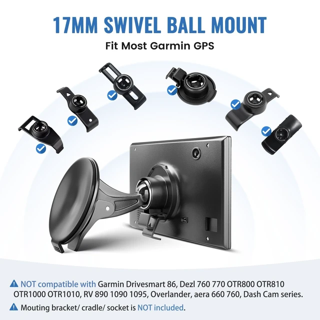 Alt view image 2 of 7 - 2PCS GPS Car Holder Mount for Garmin Nuvi Windshield Dashboard with Strong Suction Cup, 17mm Swivel Ball Mounting Pattern Replacement for Garmin GPS Navigator Navigation Car Dash Mount Cup Holder