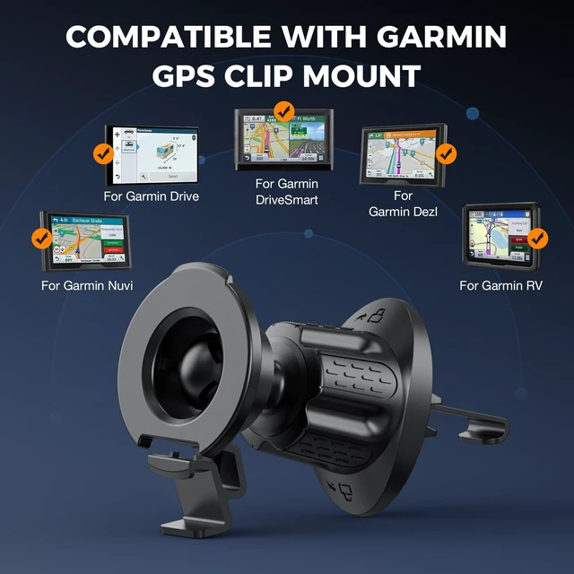 Alt view image 2 of 7 - Vent Clip Mount for Garmin GPS Air Vent Holder Compatible with Garmin Drive, DriveSmart, Nuvi, Dezl, Zumo Series 360° Adjustable, Secure & Easy to Install