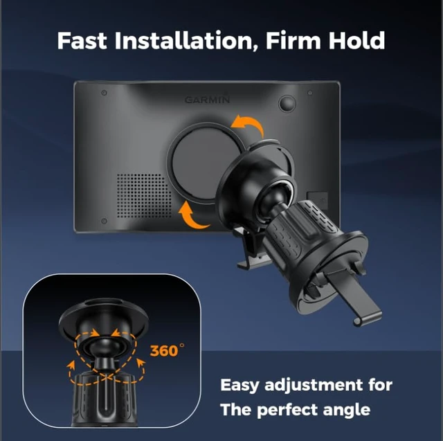 Alt view image 5 of 7 - Vent Clip Mount for Garmin GPS Air Vent Holder Compatible with Garmin Drive, DriveSmart, Nuvi, Dezl, Zumo Series 360° Adjustable, Secure & Easy to Install
