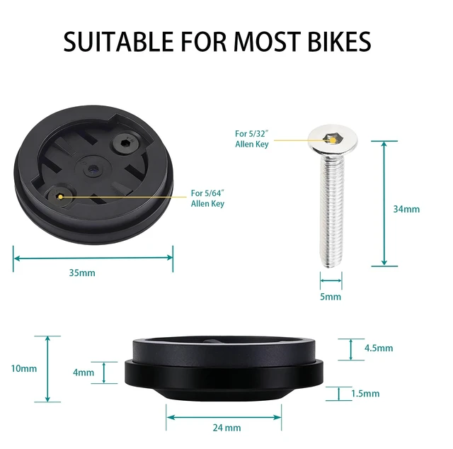 Alt view image 7 of 7 - Bike Computer Mount for Garmin & Wahoo, Stem Top Cap Mount | For 1-1/8" Headset, Upgraded 2mm Reinforced Disc, CNC Aluminum Bicycle GPS Mount for Garmin Edge & Wahoo ELEMNT