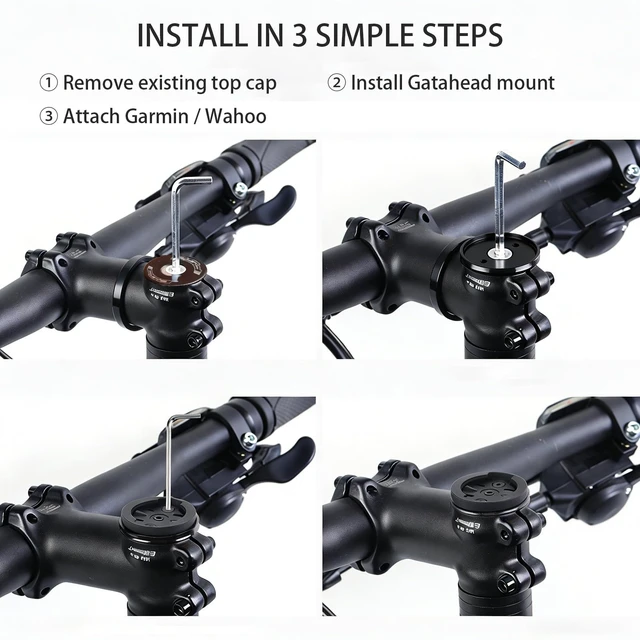 Alt view image 6 of 7 - Bike Computer Mount for Garmin & Wahoo, Stem Top Cap Mount | For 1-1/8" Headset, Upgraded 2mm Reinforced Disc, CNC Aluminum Bicycle GPS Mount for Garmin Edge & Wahoo ELEMNT