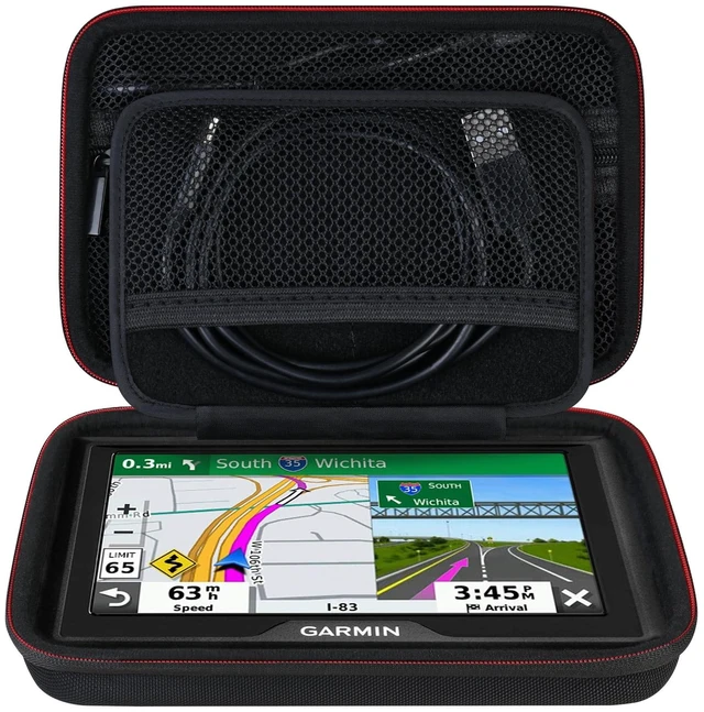 Main image of GPS Carrying Case for 5-5.5 Inch Garmin GPS Navigator, Black-5 Inch | Hard Case for 5-5.5 inch Garmin Drive 51 52 53, DriveSmart 55, Garmin zmo XT, dezl OTR500, zumo 396 LMT-S GPS Navigation