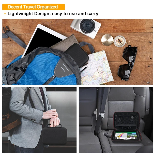 Alt view image 6 of 7 - GPS Carrying Case for 5-5.5 Inch Garmin GPS Navigator, Black-5 Inch | Hard Case for 5-5.5 inch Garmin Drive 51 52 53, DriveSmart 55, Garmin zmo XT, dezl OTR500, zumo 396 LMT-S GPS Navigation