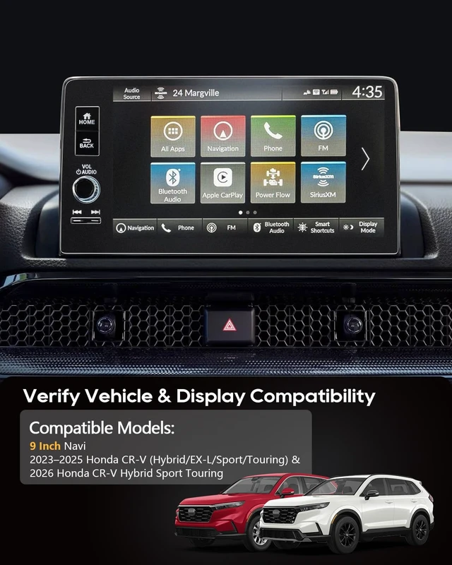 Alt view image 2 of 7 - Matte Anti Glare For 2023-2026 Honda CR-V Screen Protector (9-Inch, (WITH Track Buttons)) - Anti-Fingerprint 9H Glass for 20232025 CR-V & 2026 CR-V Hybrid Sport Touring CRV Accessories