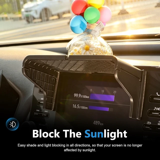 Alt view image 4 of 7 - Car GPS Sun Shade, Anti-glare Navigators Sun Shade Shield, 7-12" Retractable Sun Protection Dashboard Display Cover, Universal Interior Accessories for Most Cars SUVs (Black)