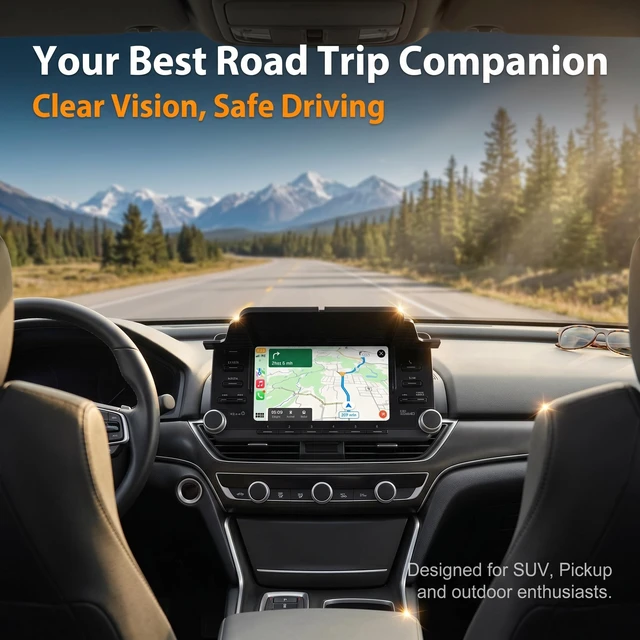 Alt view image 7 of 7 - Car GPS Sun Shade, Anti-glare Navigators Sun Shade Shield, 7-12" Retractable Sun Protection Dashboard Display Cover, Universal Interior Accessories for Most Cars SUVs (Black)