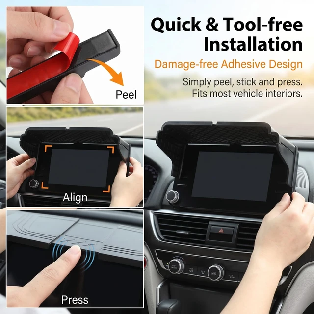 Alt view image 6 of 7 - Car GPS Sun Shade, Anti-glare Navigators Sun Shade Shield, 7-12" Retractable Sun Protection Dashboard Display Cover, Universal Interior Accessories for Most Cars SUVs (Black)