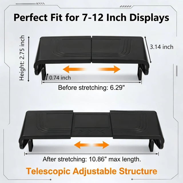 Alt view image 2 of 7 - Car GPS Sun Shade, Anti-glare Navigators Sun Shade Shield, 7-12" Retractable Sun Protection Dashboard Display Cover, Universal Interior Accessories for Most Cars SUVs (Black)