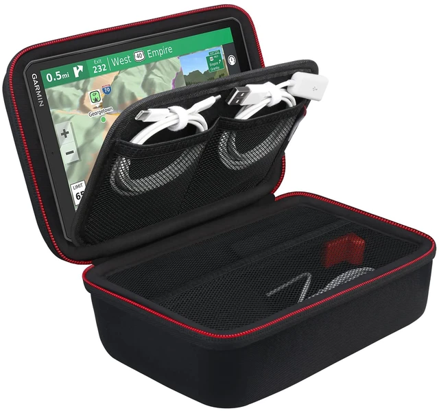 Main image of Hard GPS Case for Garmin DriveSmart 86 / RV 895 / dezl OTR800 / dzl OTR810 8-inch Car GPS Navigator System, Extra Space fit Charger, Friction Mount, USB Cables Accessories, Black+Black