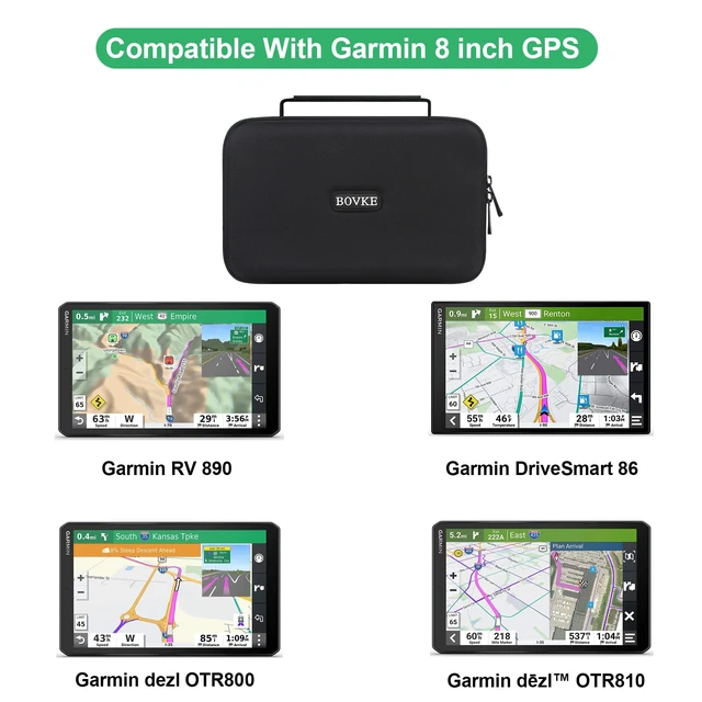 Alt view image 2 of 7 - Hard GPS Case for Garmin DriveSmart 86 / RV 895 / dezl OTR800 / dzl OTR810 8-inch Car GPS Navigator System, Extra Space fit Charger, Friction Mount, USB Cables Accessories, Black+Black