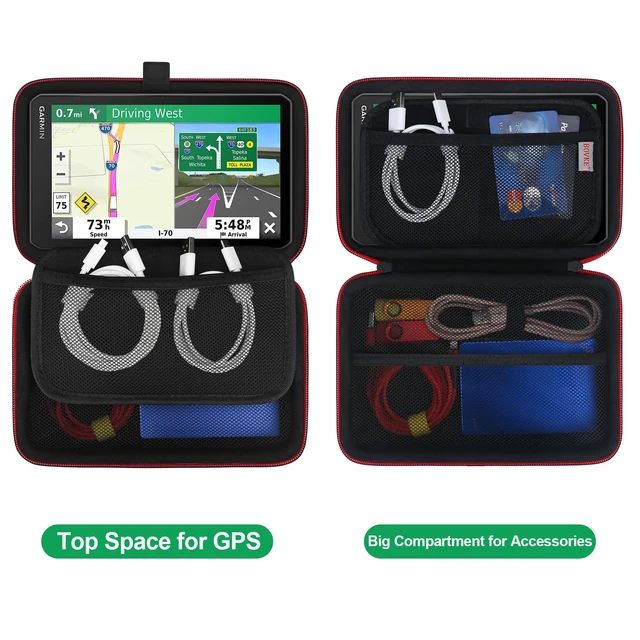 Alt view image 4 of 7 - Hard GPS Case for Garmin DriveSmart 86 / RV 895 / dezl OTR800 / dzl OTR810 8-inch Car GPS Navigator System, Extra Space fit Charger, Friction Mount, USB Cables Accessories, Black+Black