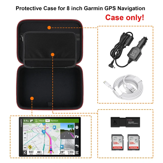Alt view image 3 of 7 - Hard GPS Case for 8 Inch Garmin DriveSmart 86 / Garmin dezl OTR800 / dezl OTR810 Navigator System, RV 895 GPS Portable Travel Bag Cover, Mesh Pocket for Charger and USB Cable, Black