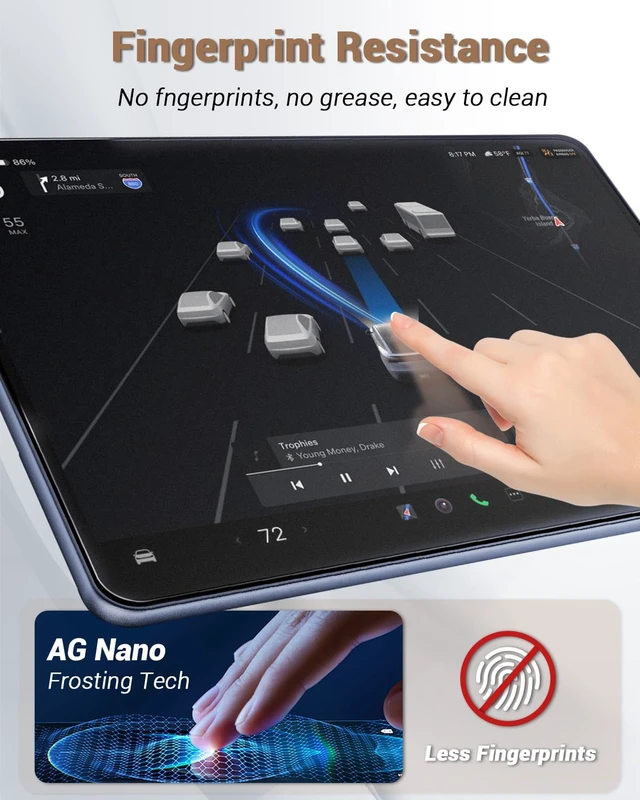 Alt view image 5 of 7 - 2026 Toyota Grand Highlander Platinum Screen Protector Matte Anti-Glare | Fits 2024 2025 XLE/Limited/Platinum, 12.3" Head Unit Screen, Easy, Bubbleless, Matte Finish, Glare & Finger Proof Resistan