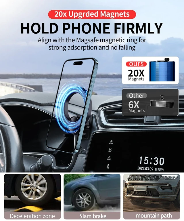 Alt view image 4 of 7 - Car Phone Holder for Honda CR-V CRV 2017-2022 Accessories 5/7" Screen Mount | Magsafe Magnetic Cell Phone Mount Clip Compatible with iPhone, 3D fit Stable Dashboard GPS Navigation Bracket Cradle Stand
