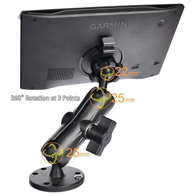 Alt view image 5 of 7 - Aluminum GPS Mount with 22mm Ball Connector, Compatible with Garmin DriveSmart 86, RV 895, RV 1090 & dzl Series (22mm Only, Not for 17mm), AMPS Drill-Down Base, Adjustable Arm