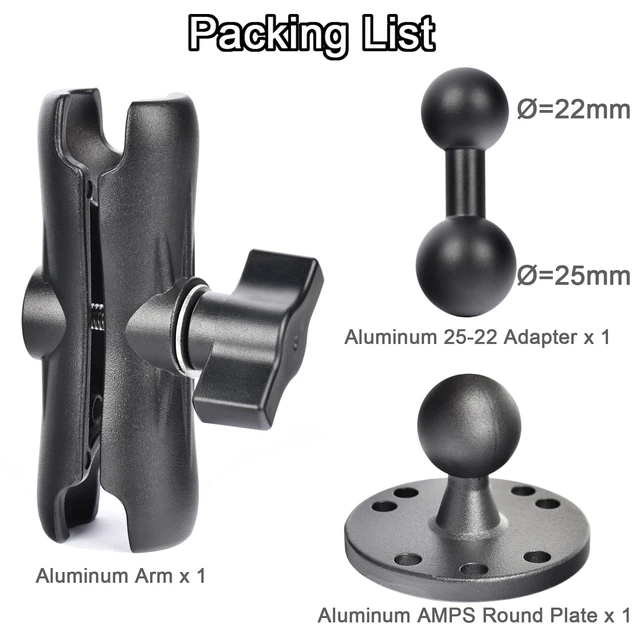 Alt view image 6 of 7 - Aluminum GPS Mount with 22mm Ball Connector, Compatible with Garmin DriveSmart 86, RV 895, RV 1090 & dzl Series (22mm Only, Not for 17mm), AMPS Drill-Down Base, Adjustable Arm