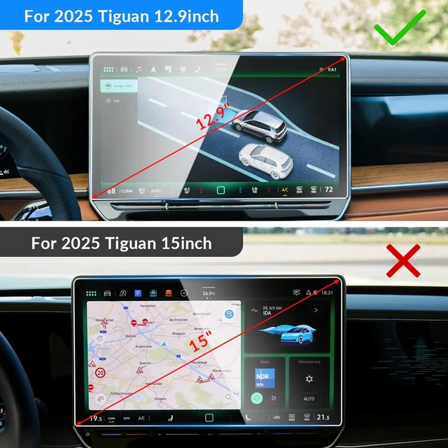 Alt view image 2 of 7 - Screen Protector for 2025 2026 VW Tiguan Accessories S SE SE R-Line Black Car GPS Tempered Glass Center Touch Screen Display Touchscreen Protective Film(12.9inch for Tiguan 2025+)