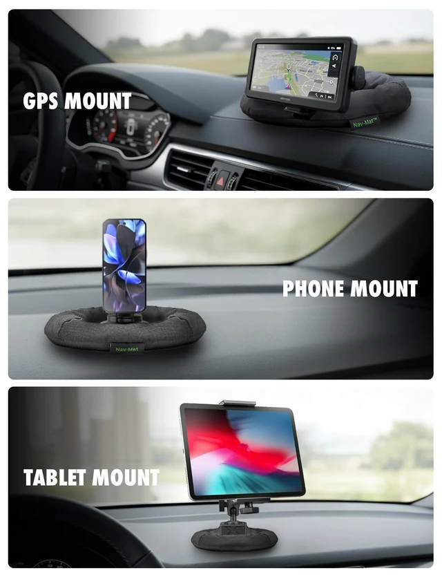 Alt view image 3 of 7 - NavMat GPS Dashboard Pad, Weighted Beanbag Friction Base | Portable GPS dashboard pad converts windshield mounts into dash holders with a weighted friction base for stability