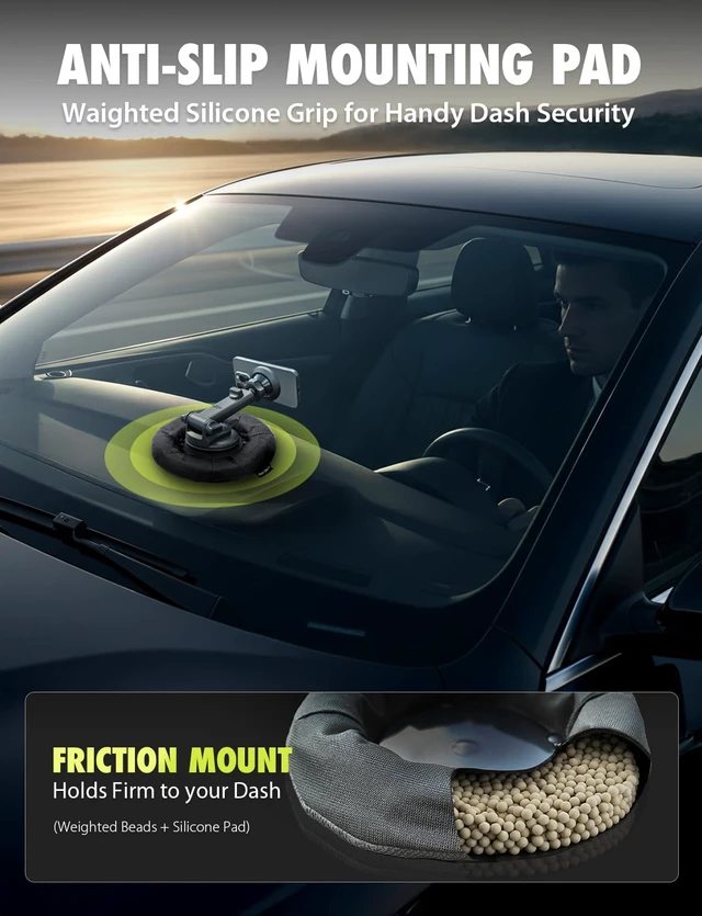 Alt view image 5 of 7 - NavMat GPS Dashboard Pad, Weighted Beanbag Friction Base | Portable GPS dashboard pad converts windshield mounts into dash holders with a weighted friction base for stability